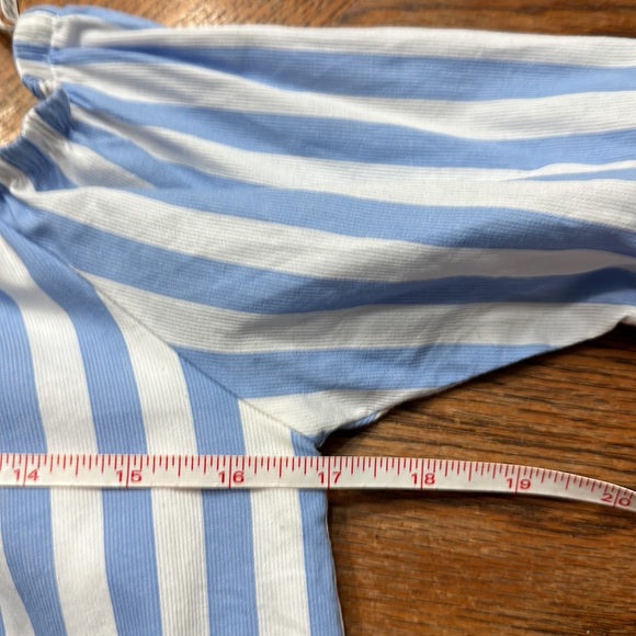 VaVa Voom by Joy Han boho striped top with beautiful tiered bell pompom sleeves - Picture 5 of 7